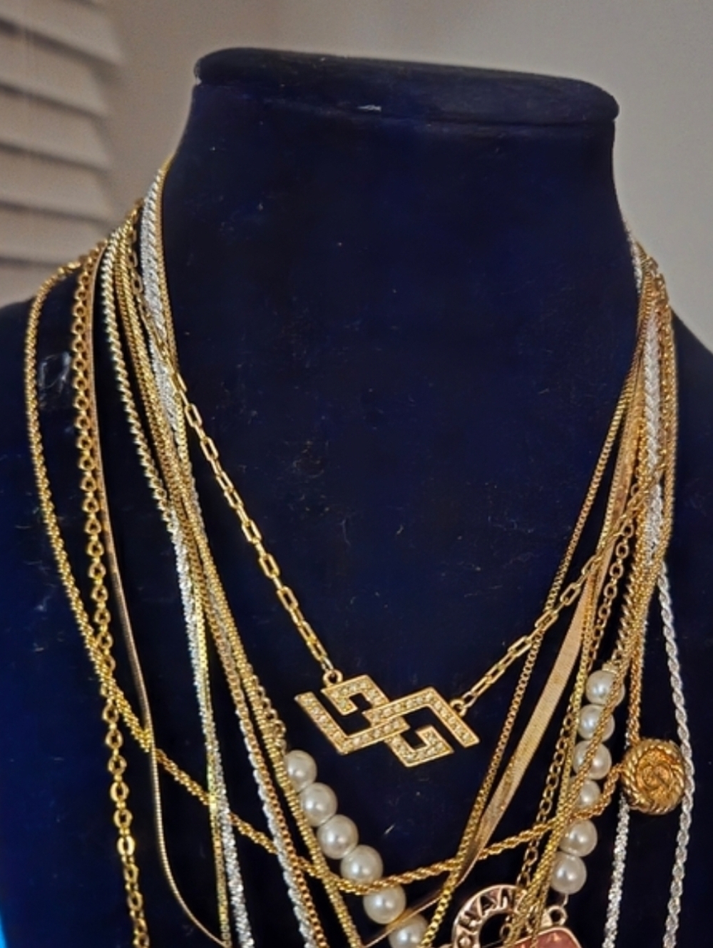 Givenchy Linked Geometric Pendant Necklace Gold Tone